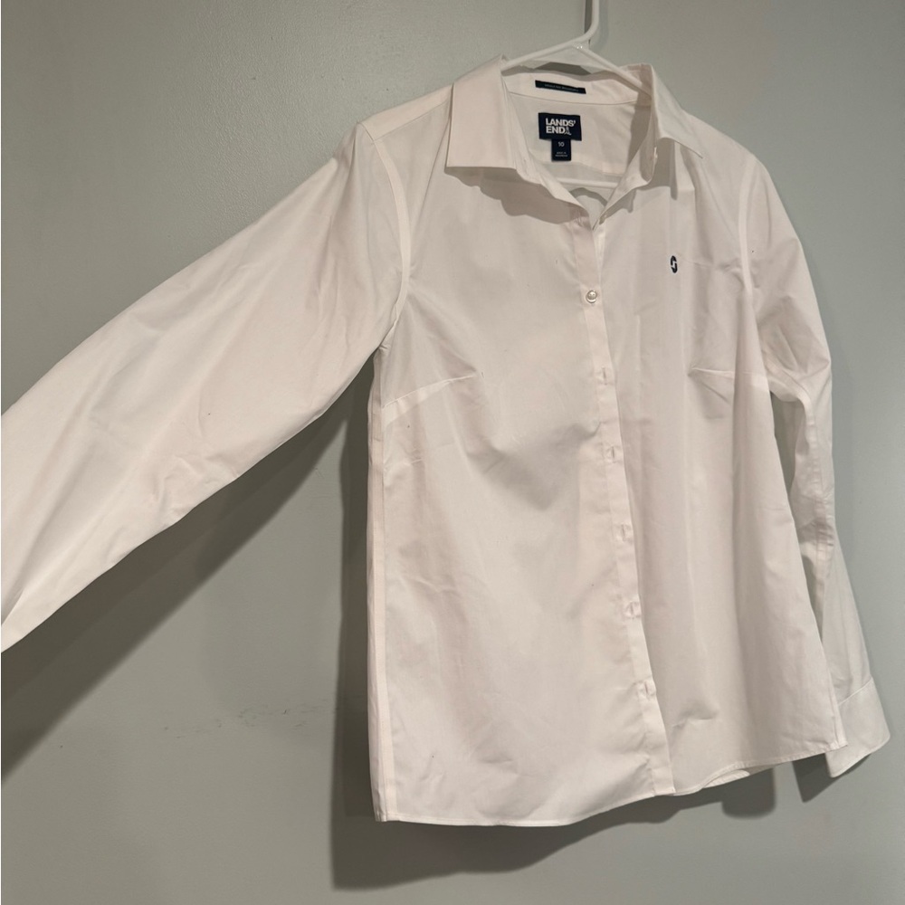 Lands' End Cream Broadcloth Shirt
